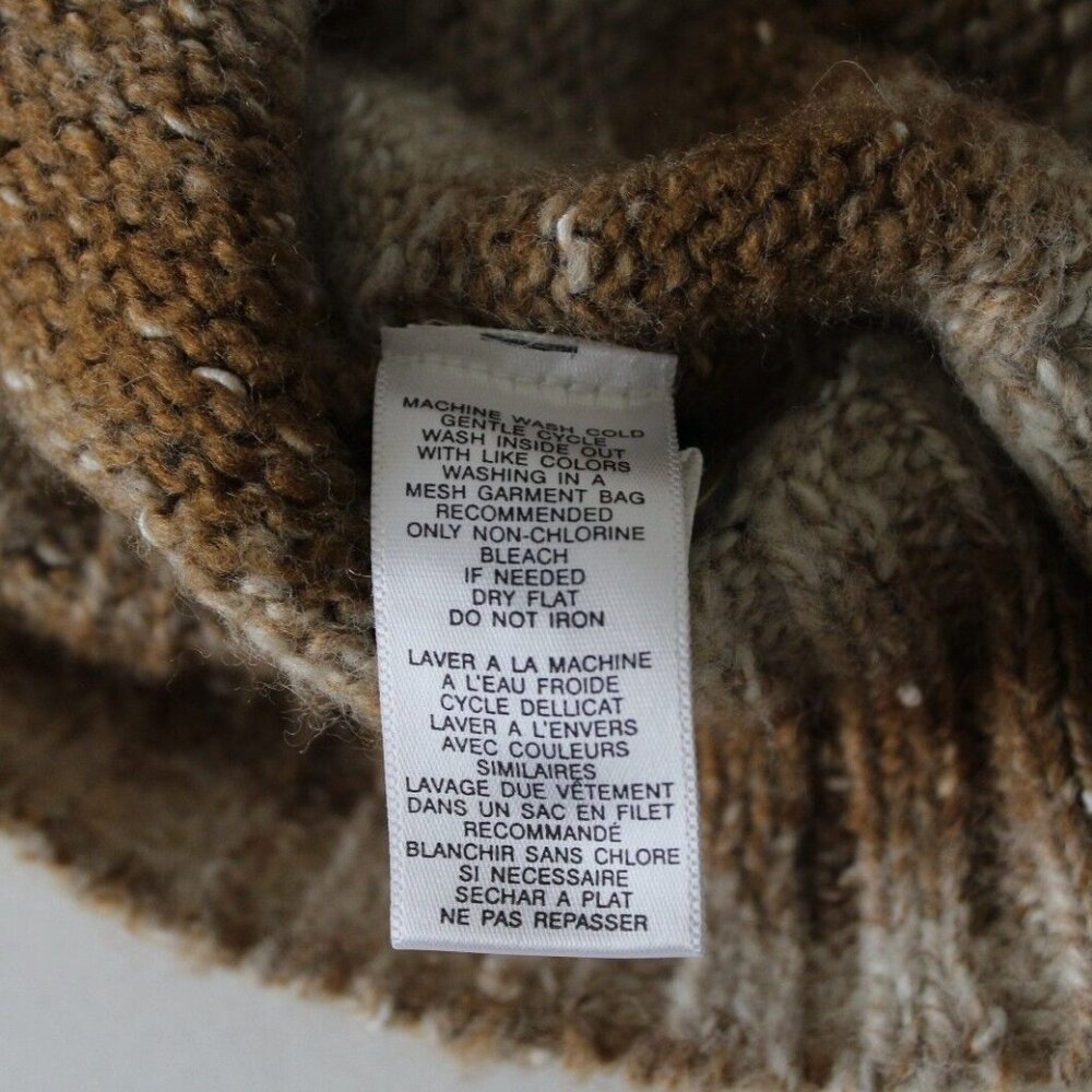 Exofficio XL Button Front Cardigan Turtle Neck Sweater Wool Blend Brown Tan - Picture 7 of 7